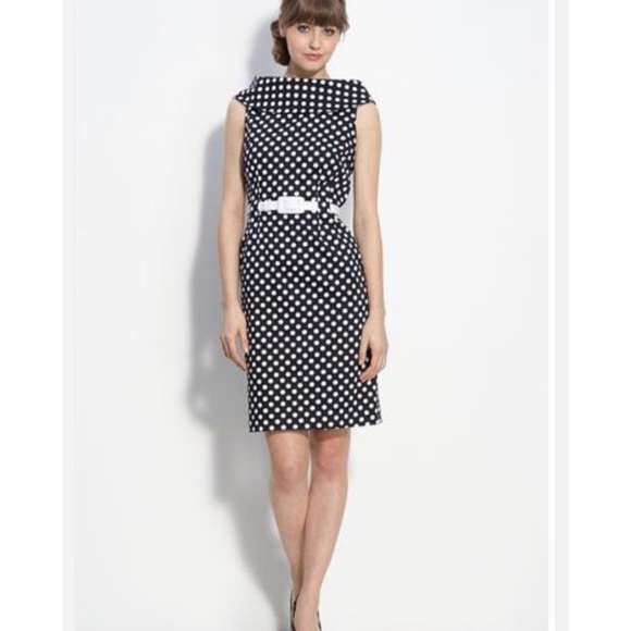 Tahari Dresses & Skirts - Tahari Black Polka Dot Sheath Dress